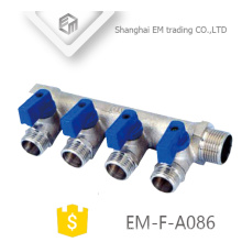 EM-F-A086 Chromed Floor water heating brass 3-way manifold with valve for Russia